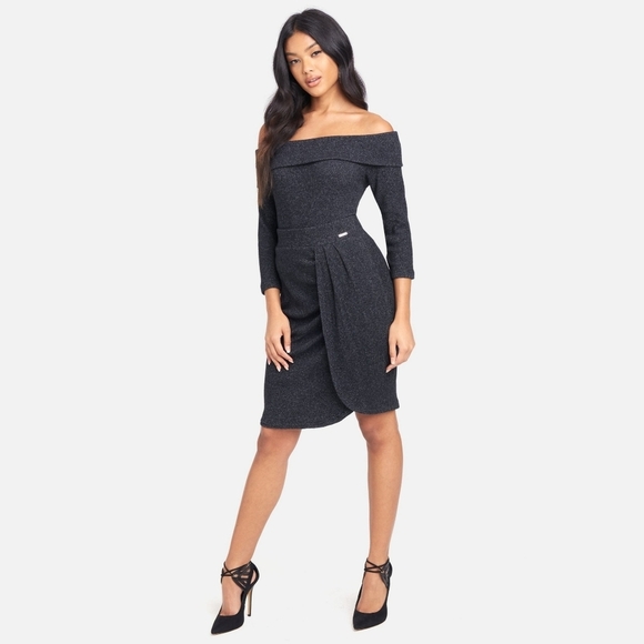 BEBE ✦ High Waist Wrap Skirt ✦ Heathered Knit ✦ Pleated Midi ✦ Size L ✦ NWT - Picture 1 of 5